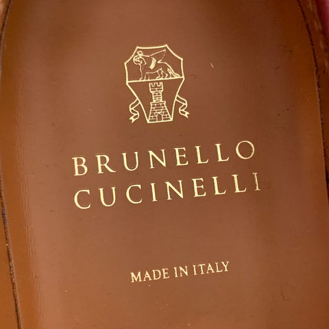 BRUNELLO CUCINELLI Size 12 Burgundy Leather Penny Loafers