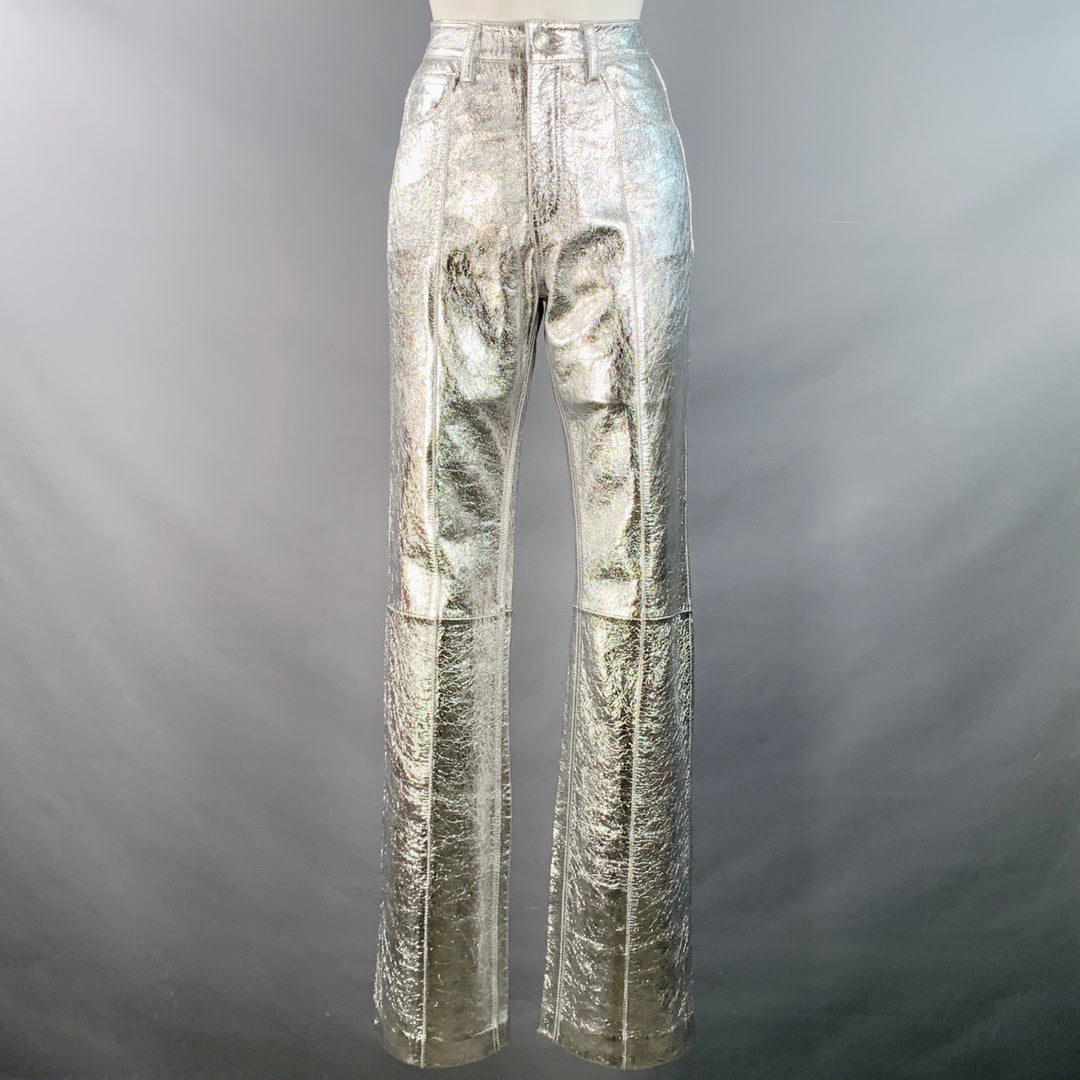 ZADIG & VOLTAIRE Size XS Poete Metallic Silver Jean Cut Straight Casual Pants
