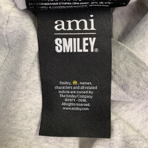 AMI by ALEXANDRE MATTIUSSI x SMILEY Size S Grey Heather Smiley Face Patch T-shirt