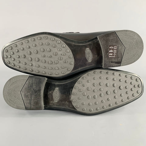 TOD'S Size 10.5 Black Leather Penny Loafers