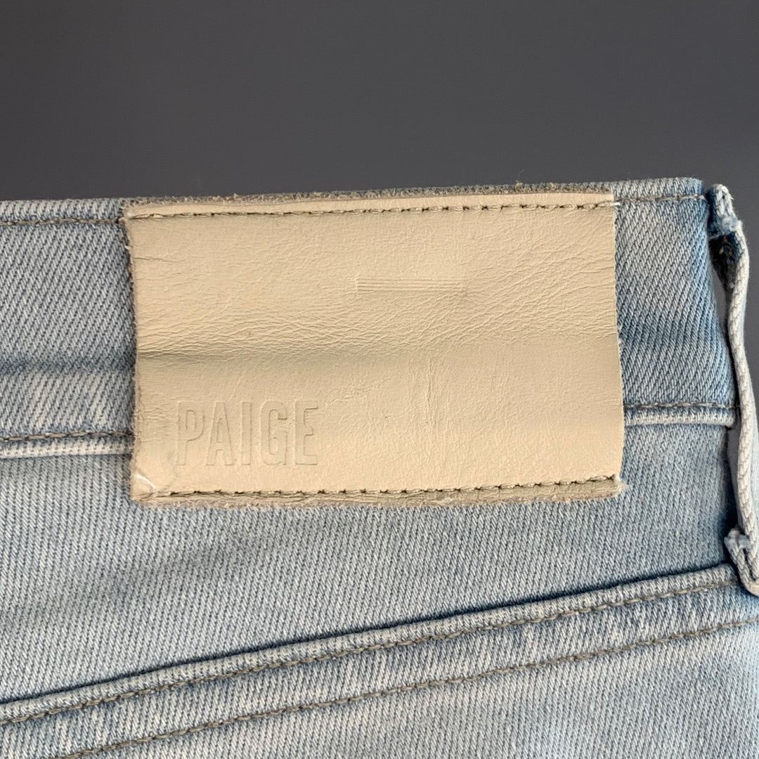 PAIGE Size 29 Federal Blue Cotton Blend Slim Straight Zip Fly Jeans
