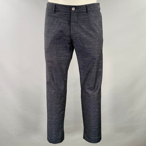 BARENA Taille 34 Pantalon décontracté à devant plat en laine vierge chinée marine