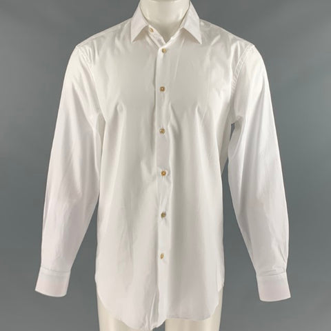 PAUL SMITH Size M White Cotton Blend Long Sleeve Shirt