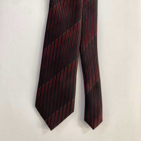 ALFANI Black Red Stripe Polyester Slim Tie