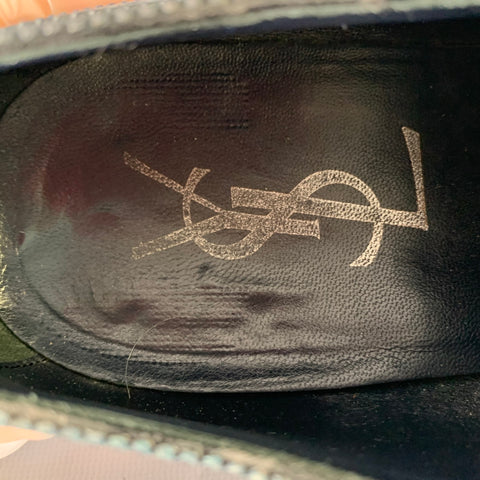 YVES SAINT LAURENT RIVE GAUCHE Size 9 Navy Wingtip Leather Cap Toe Lace Up Shoes