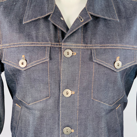 PRADA Size M Blue Indigo Cotton Denim Button Up Trucker Jacket