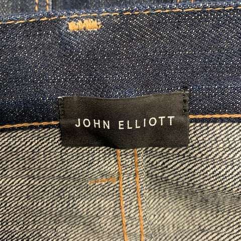 JOHN ELLIOTT Size 32 Indigo Contrast Stitch Selvedge Denim Straight Jeans