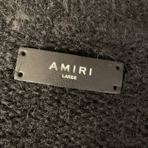 AMIRI Size L Black Silver Embellishment Mohair Blend Button Up Cardigan
