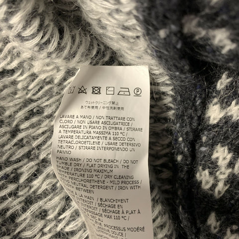 MAX MARA One Size Grey White Wool Blend Geometric Cardigan