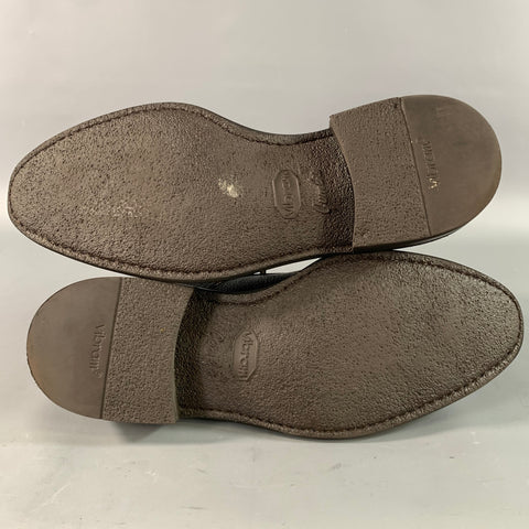 DI BIANCO Size 9.5 Brown Pebble Grain Leather Derby Lace Up Shoes