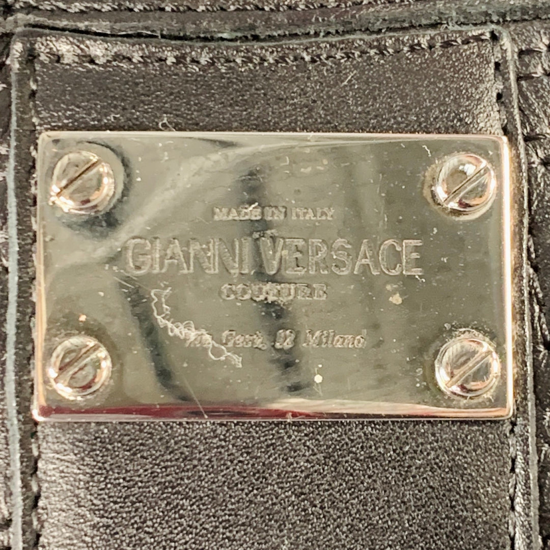 GIANNI VERSACE Size 11 Black Greca Leather High Top Sneakers