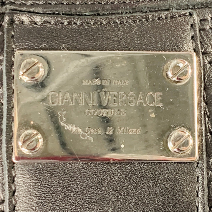 GIANNI VERSACE Size 11 Black Greca Leather High Top Sneakers