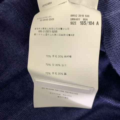 PRADA Size L Blue Knitted Wool  Silk V-Neck Pullover