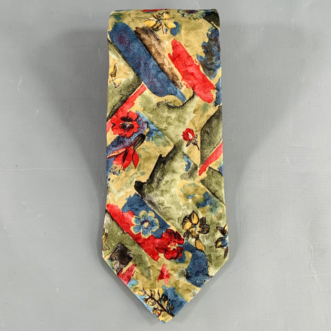 BOLGHERI Multi Color Abstract Watercolor Floral Silk Tie