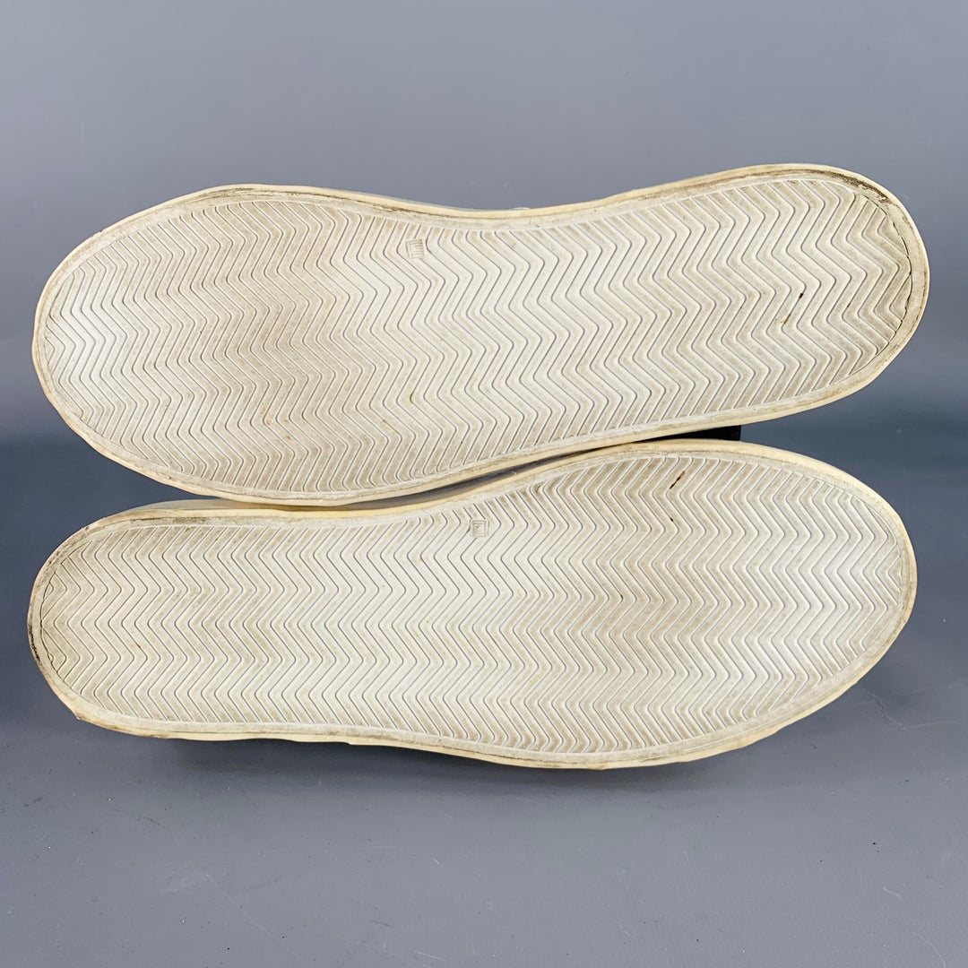 MSGM Size 8 White Leather Suede Trim Lace-Up Low Top Sneakers