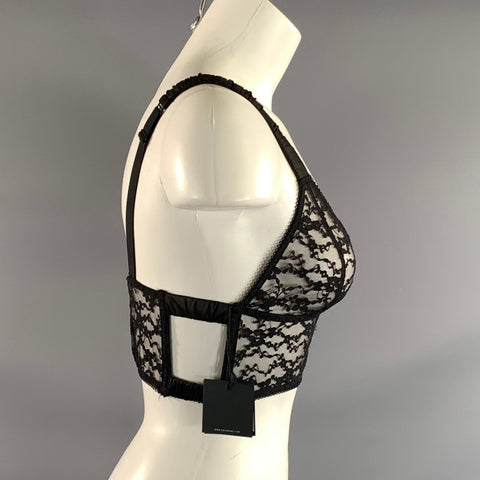 ANINE BING Size S Black Polyamide Lace Bralette Lingerie