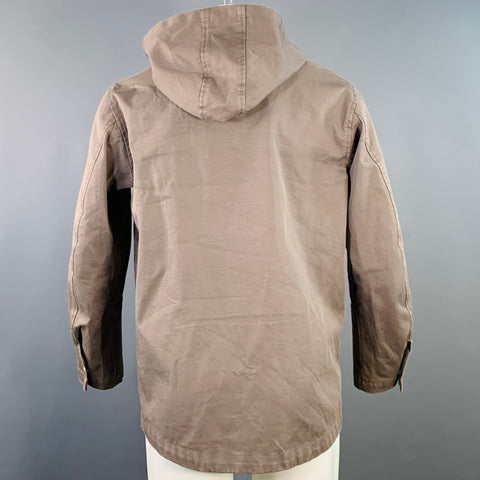 STEVEN ALAN Size M Camel Cotton Detachable Hood Zip Snaps Jacket