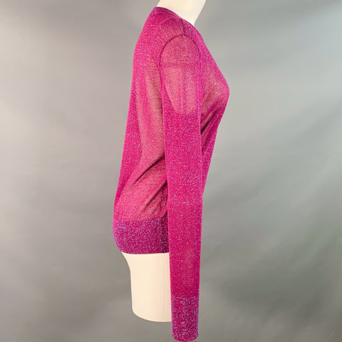 SIES MARJAN Size S Magenta Viscose Blend Metallic Crew Neck Pullover