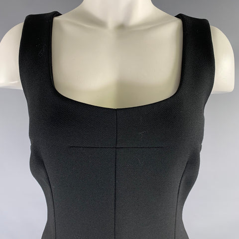 DOLCE & GABBANA Size 4 Black Virgin Wool Body-Con Midi Dress