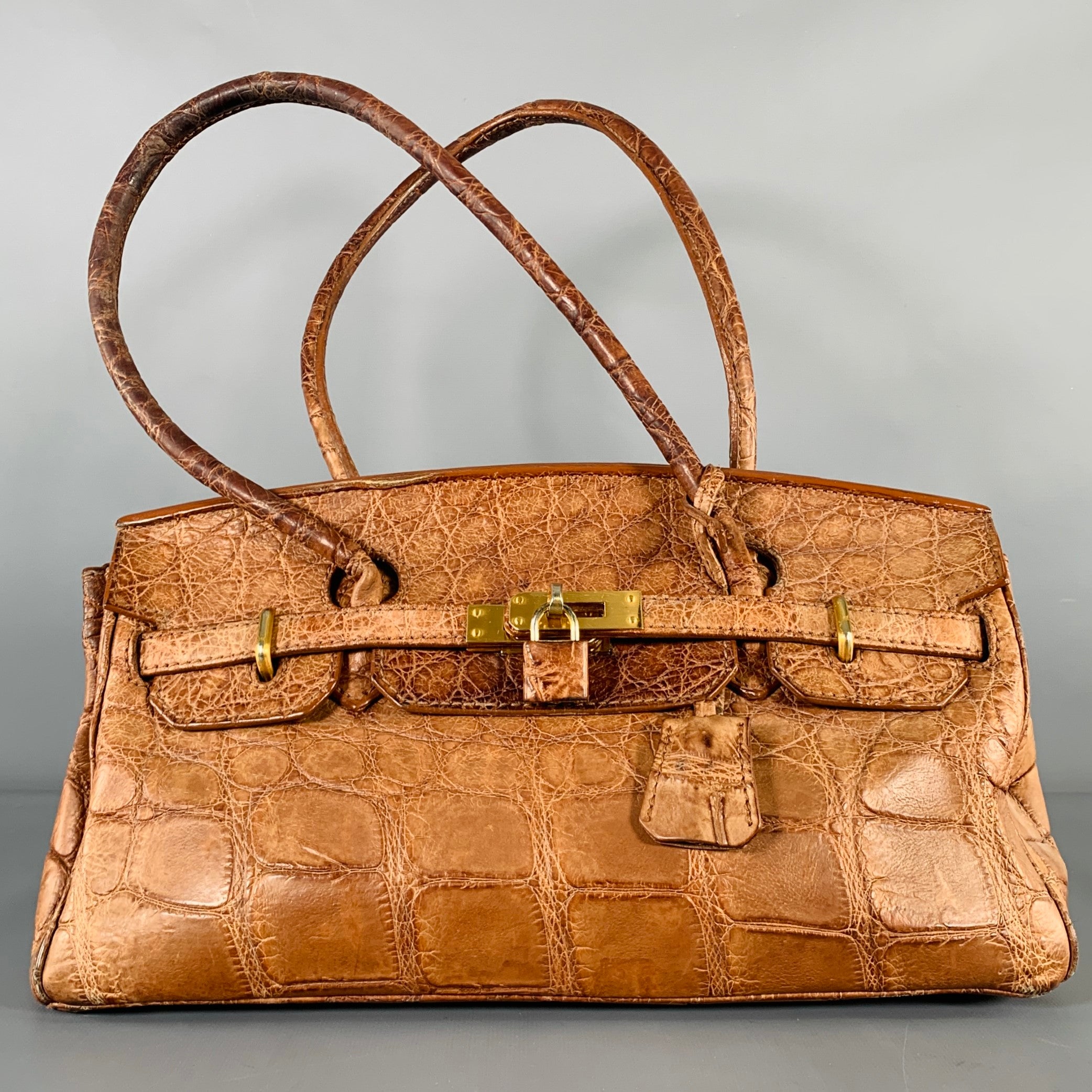 MAURO GOVERNA Tan Alligator Leather Handbag – Sui Generis Designer