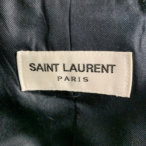 SAINT LAURENT Size 4 Gold Black Polyester Blend Tuxedo Jacket Blazer