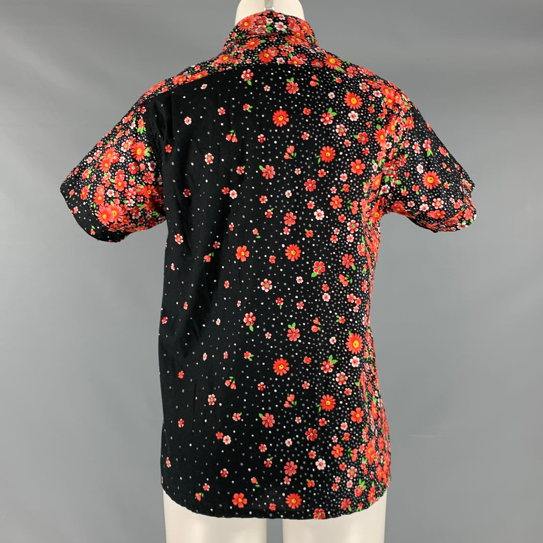 ENGINEERED GARMENTS Size S Black Red Cotton Floral Short Sleeve Casual Top