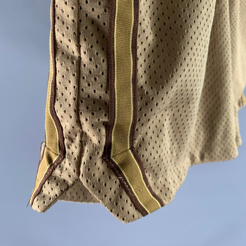 JOHN ELLIOTT Size S Camel Black Mesh Polyester Basketball Shorts