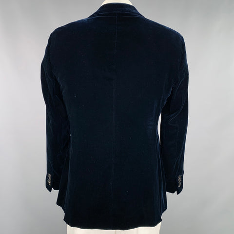 GIORGIO ARMANI Size 42 Navy Velvet Viscose Blend Sport Coat