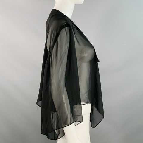 ALEX EVENINGS Size M Black Polyester Sheer 3/4 Sleeves Crop Open Front Cardigan