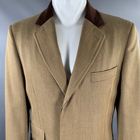 J. PETERMAN COMPANY Size M Tan Brown Twill Wool Evening Coat