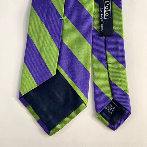 POLO Green Purple Stripe Silk Tie