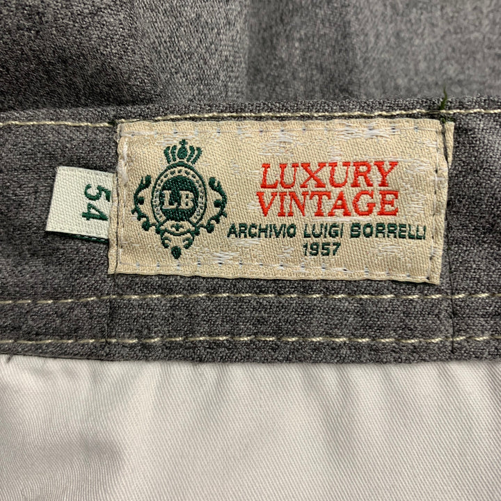 LUIGI BORRELLI Size 34 Grey Wool Button Fly Dress Pants