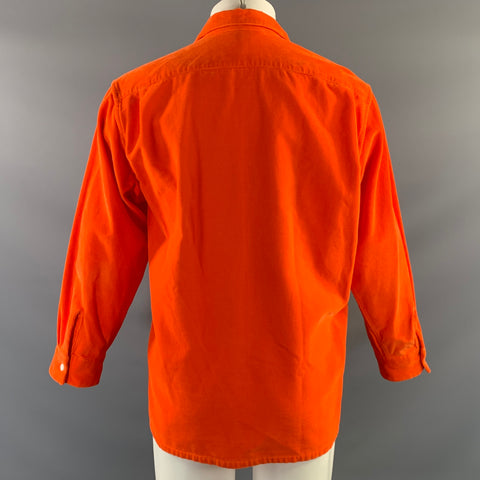 UNUSED Size M Orange Cotton Button Up Long Sleeve Shirt