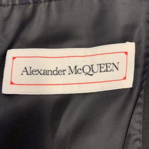 ALEXANDER MCQUEEN Size 38 Black Rhinestone Wool Peak Lapel Sport Coat