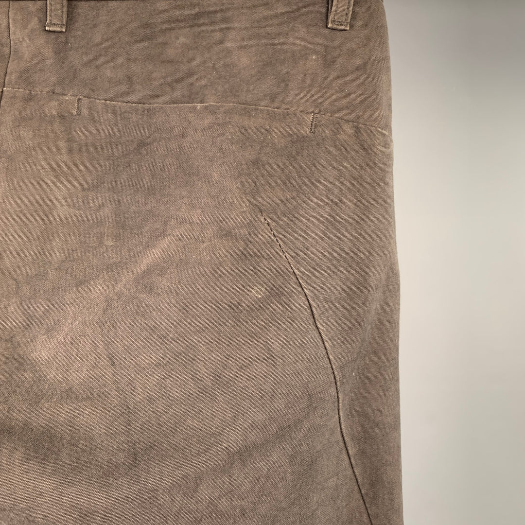 ATTACHMENT Size 34 Brown Cotton Blend Side Tabs Straight Casual Pants
