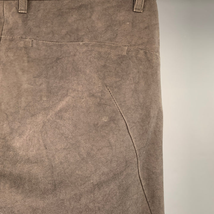 ATTACHMENT Size 34 Brown Cotton Blend Side Tabs Straight Casual Pants