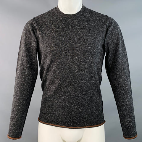 PAUL SMITH Size S Charcoal Grey Black Wool Silk Crew Neck Pullover