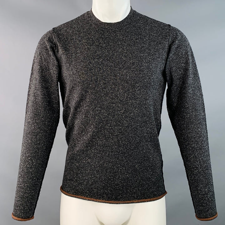 PAUL SMITH Size S Charcoal Grey Black Wool Silk Crew Neck Pullover