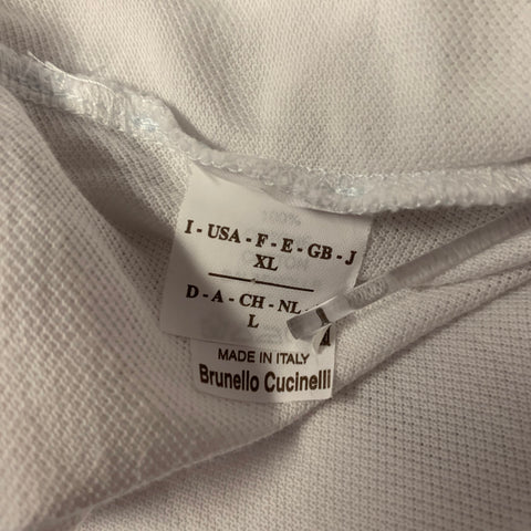 BRUNELLO CUCINELLI Size XL White Cotton Polo
