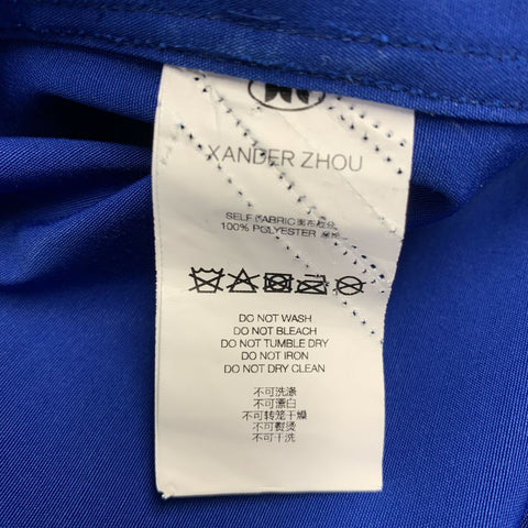 XANDER ZHOU Chemise unie bleue à épaulettes et manches longues 100 % polyester, taille S