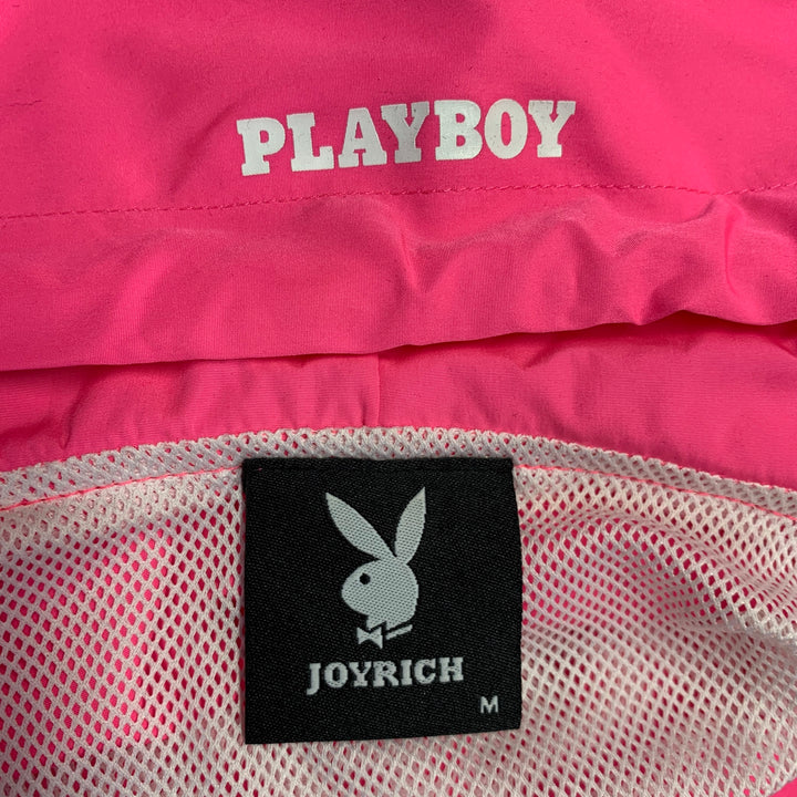 JOYRICH x PLAYBOY Size M Hot Pink Logo Polyester Hooded Snaps Coat