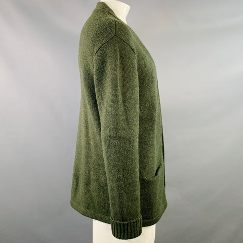 LEVI'S VINTAGE Size XL Green Moss Melange Wool V-Neck Cardigan