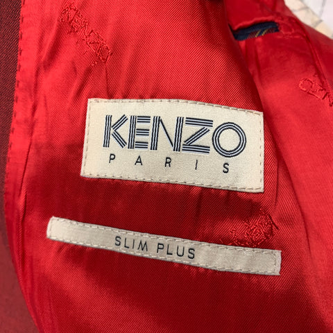 KENZO Size 38 Burgundy Wool Mohair Notch Lapel Suit