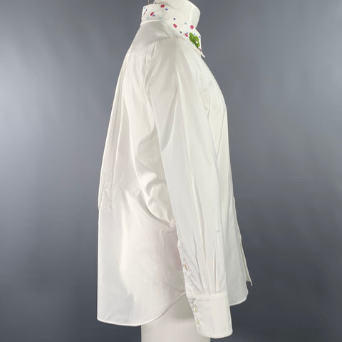MARNI Size XS White Sequined Cotton Oversized Long Sleeve Shirt