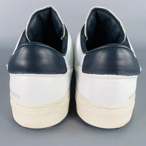 COMMON PROJECTS Size 11 White Black Leather Lace-Up Low Top Sneakers