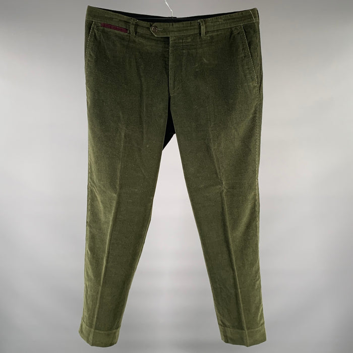 PAUL SMITH Size 36 Green Corduroy Cotton Blend Straight Casual Pants