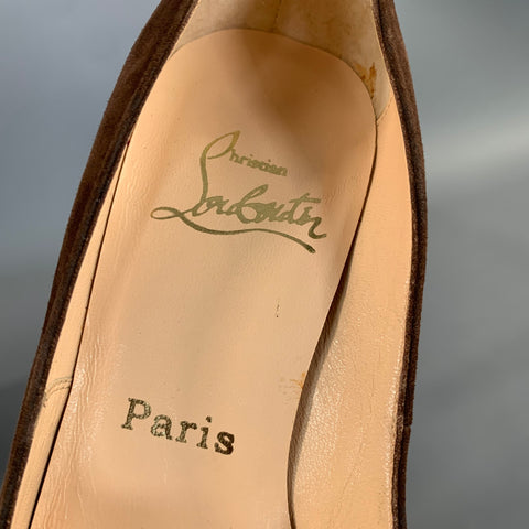 CHRISTIAN LOUBOUTIN Size 6.5 Brown Red Leather Suede Almond Toe Pumps