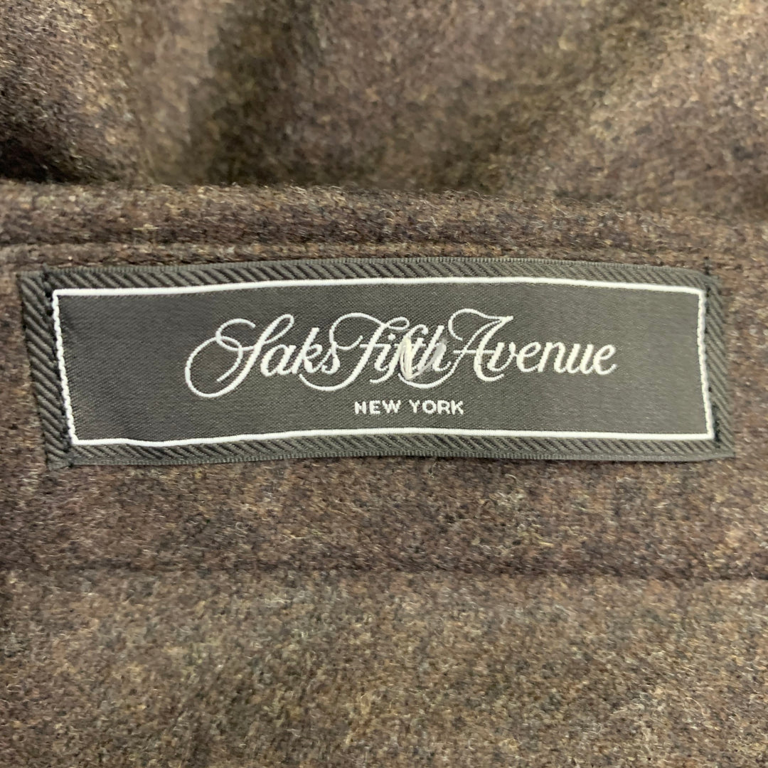 SAKS FIFTH AVENUE Size 38 Brown Heather Wool Jean Cut Casual Pants