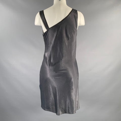 HELMUT LANG Size 2 Grey Triacetate Blend Draped Asymmetrical Dress