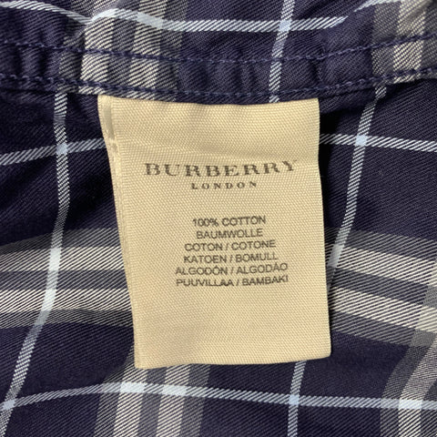 BURBERRY LONDON Size XXXL Purple White & Grey Plaid Cotton Long Sleeve Shirt